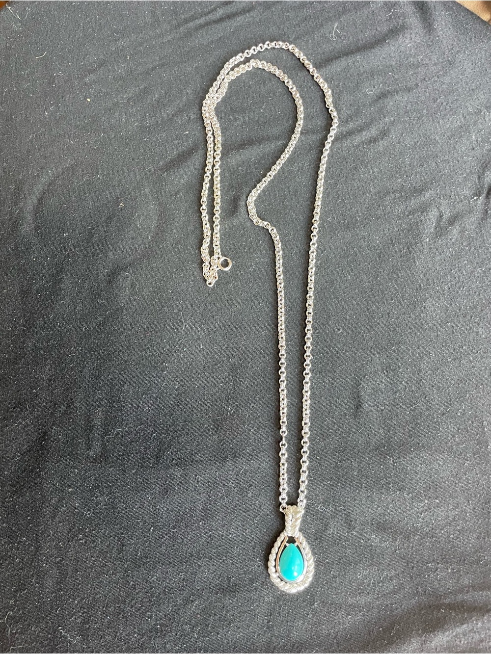 Silver Teardrop Turquoise Pendant Necklace - Women Jewelry